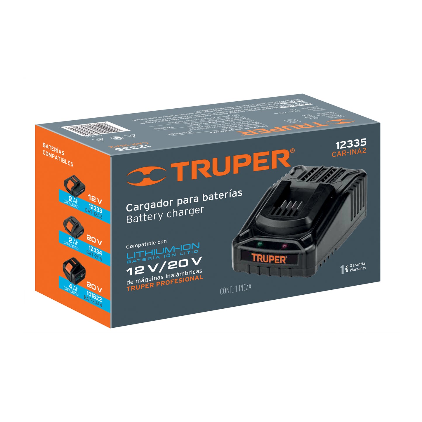 CARGADOR DE BATERIAS DE ION LITIO DE 12 Y 20 V TRUPER PRO