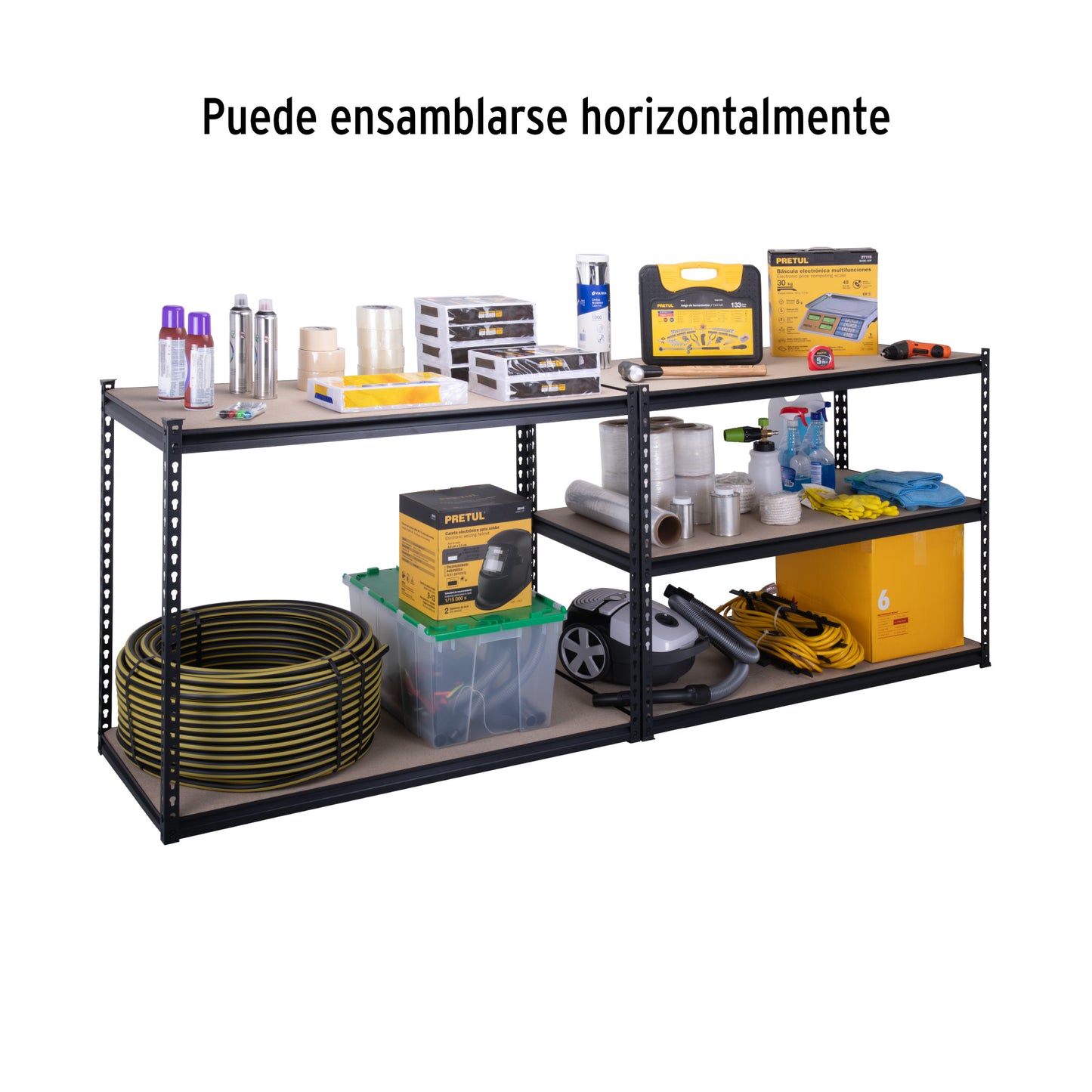 ESTANTE CON ESTRUCTURA METALICA 120X180X60 300KG ESME-602 PRETUL